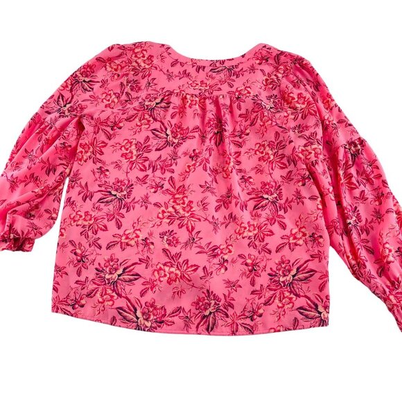 Loft Womens Pink Floral Print Blouse M‎ - Picture 5 of 6